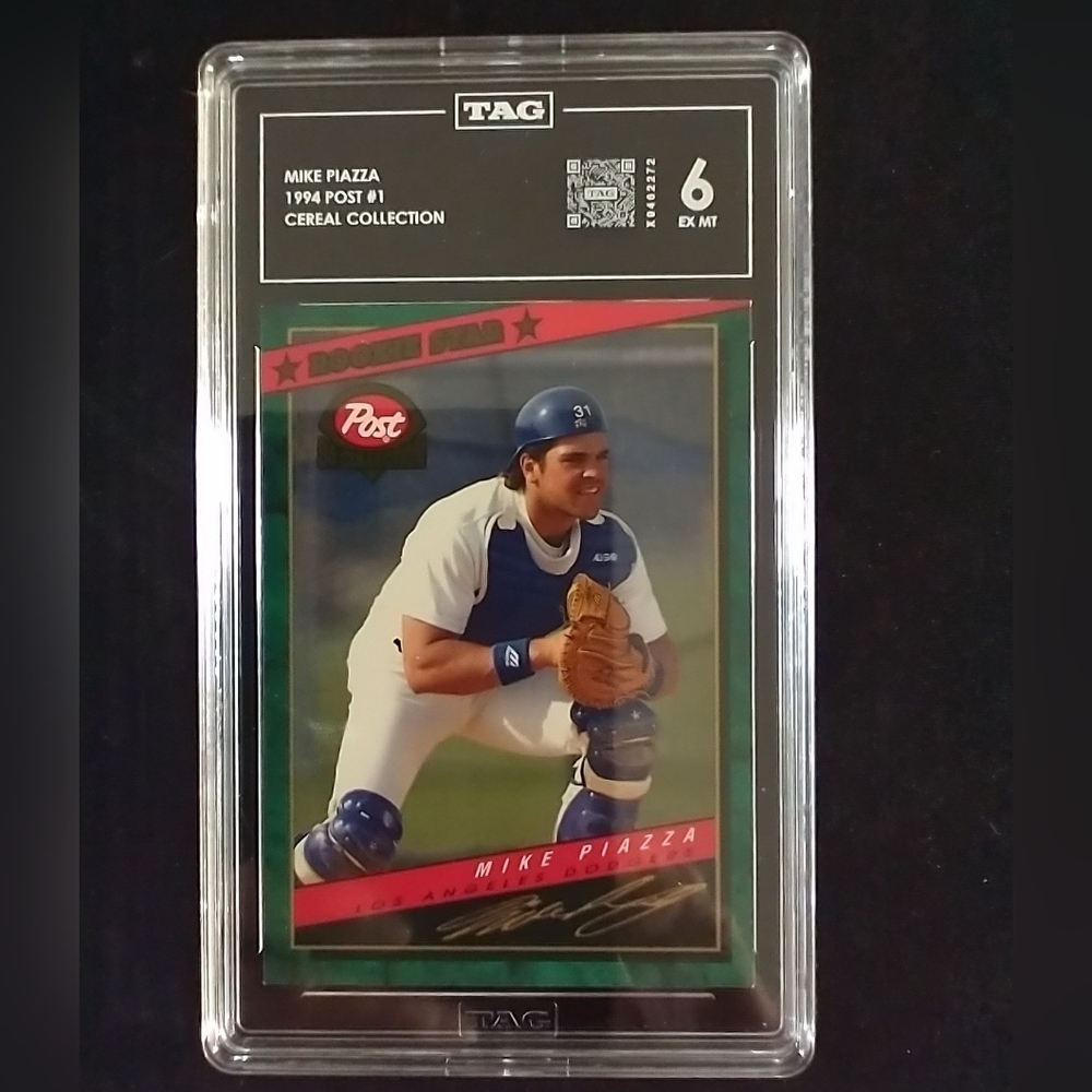 1994 Post #1 Mike Piazza Los Angeles Dodgers TAG 6 EX-MT Baseball Card